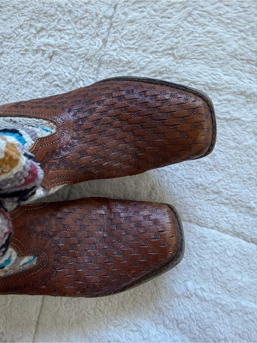 Roper Womens 6.5 Brown Leather Southwestern Aztec Cowboy Boots Boho Western - Picture 3 of 9